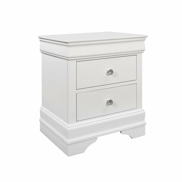 Global Furniture Usa Pompei Metallic White Nightstand - 16 x 22 x 24 in. POMPEI-METALLIC WHITE-NS